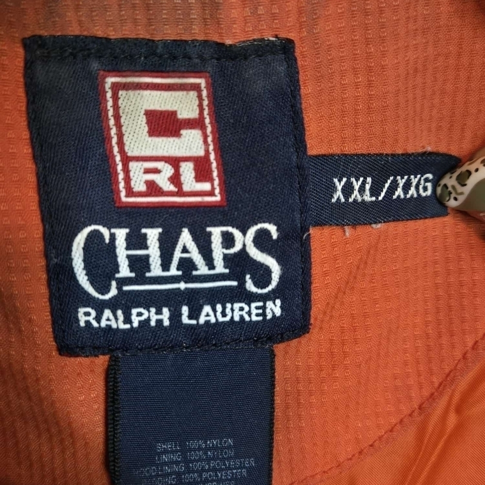CHAPS Ralph Lauren Orange & Navy Hooded Puffer Jacket | Big & Tall 2X | Winter - Picture 4 of 5